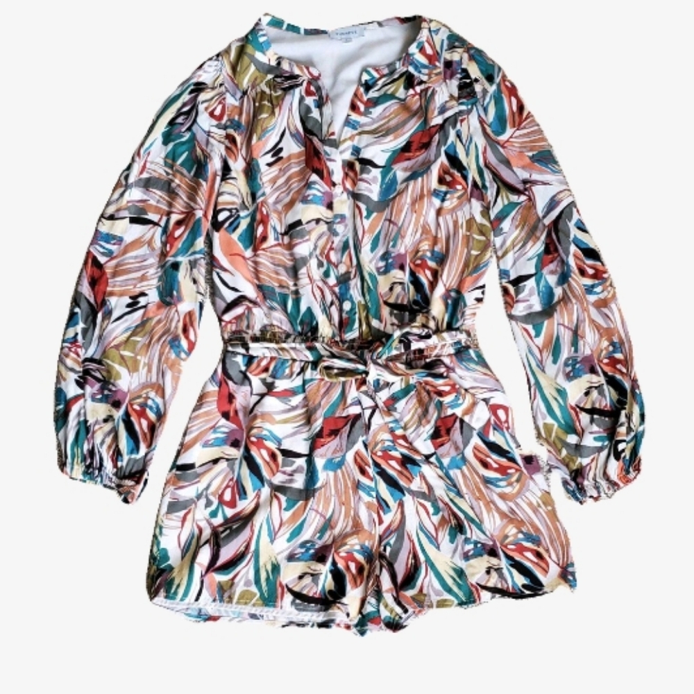 Evereve Multicolor Floral Botanical Tropical Evie Abstract Romper Shorts Onesie